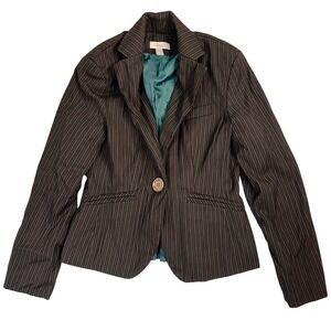 Larry Levine Dressbarn sz‎ 8 black Pinstripe Blazer Fitted Business Casual Chic